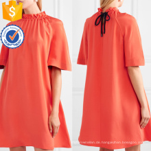 Orange Kurzarm lose gefaltet A-Linie Mini Sommerkleid Herstellung Großhandel Mode Frauen Bekleidung (TA0276D)